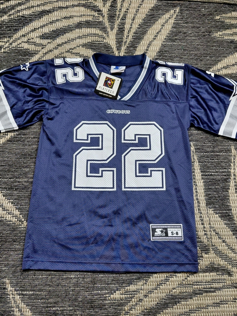 Vintage Starter Dallas Cowboys Emmitt Smith #22 Jersey Size S Youth Blue NFL NWT